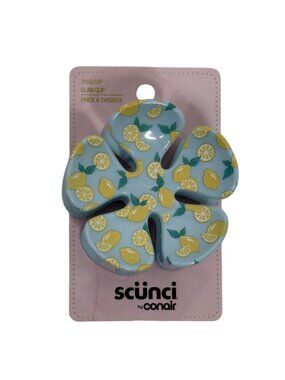 Scunci Lemon Print Claw Clip Blue Citrus Hair Accessory